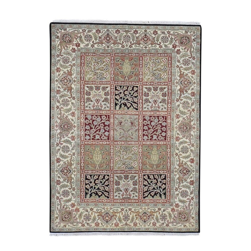 Shahbanu Rugs Hand-Knotted Garden Design Rajasthan Pure Wool Oriental Rug (5'1" x 7'0") - 5'1" x 7'0"