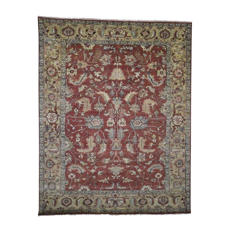Shahbanu Rugs Hand-Knotted Heriz All Over Design Rust Red Oriental Rug (7'8" x 9'8") - 7'8" x 9'8"