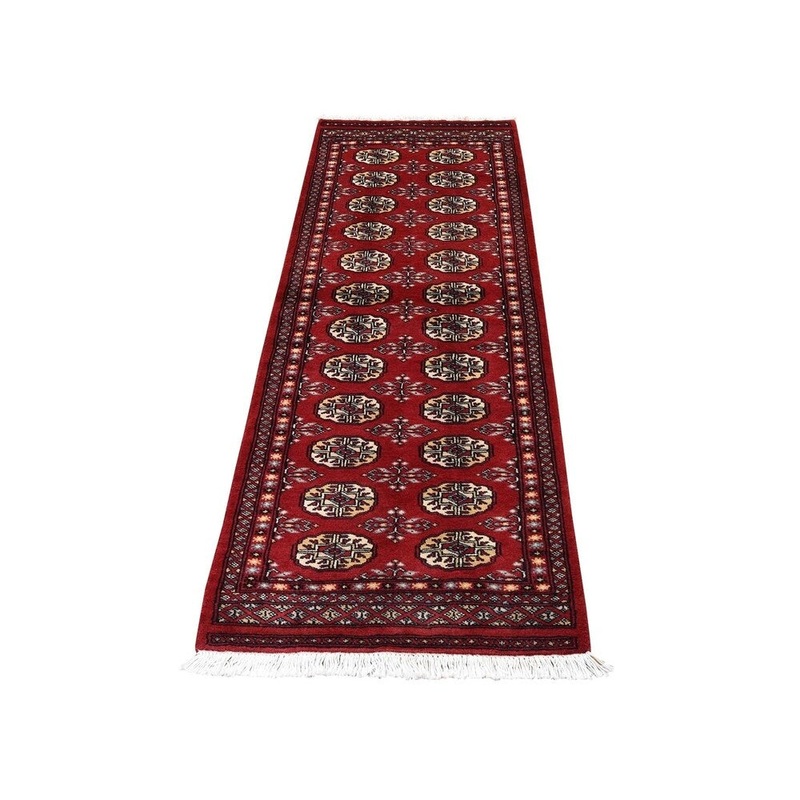 Shahbanu Rugs Hand-Knotted Mori Bokara Elephant Feet Design Runner Oriental Rug (2'1" x 6'0") - 2'1" x 6'0"