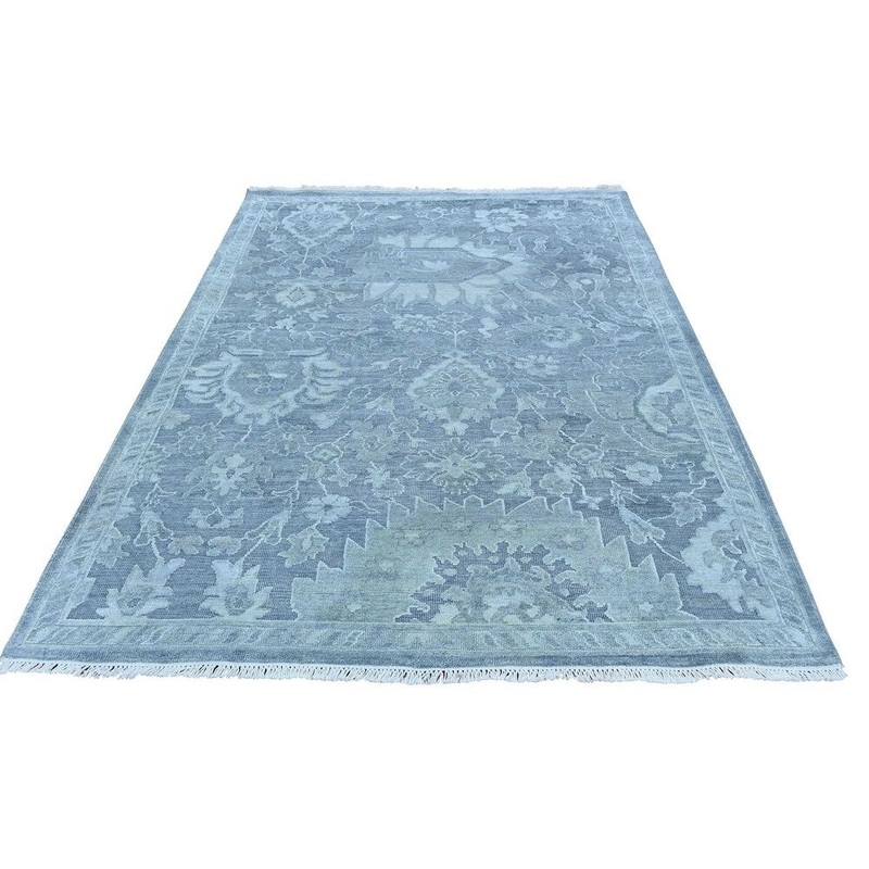 Shahbanu Rugs Hand-Knotted Pure Silk with Oxidized Wool Oushak Design Rug (4'0" x 6'6") - 4'0" x 6'6"