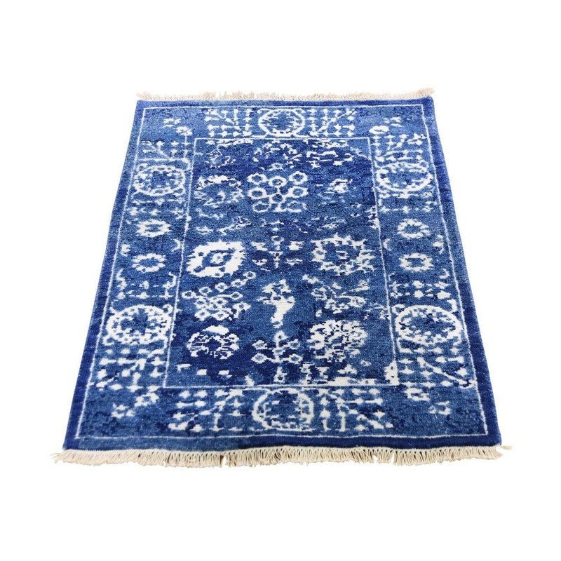Shahbanu Rugs Hand-Knotted Wool and Silk Tone on Tone Tabriz Oriental Rug (2'0" x 3'1") - 2'0" x 3'1"