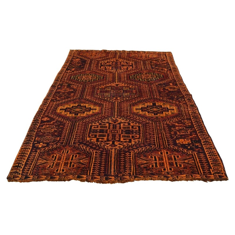 Shahbanu Rugs Handmade Overdyed Persian Shiraz Vintage Pure Wool Oriental Rug (4'1" x 6'8") - 4'1" x 6'8"
