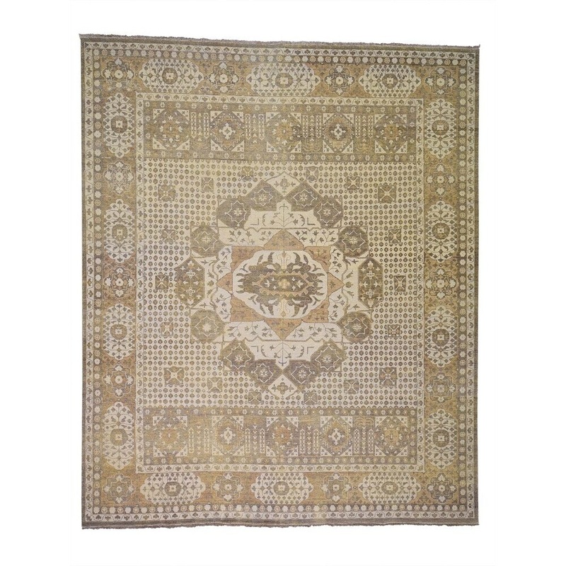 Shahbanu Rugs Historical Egyptian Mamluk Hand Knotted Pure Wool Oriental Rug (8'0" x 9'8") - 8'0" x 9'8"