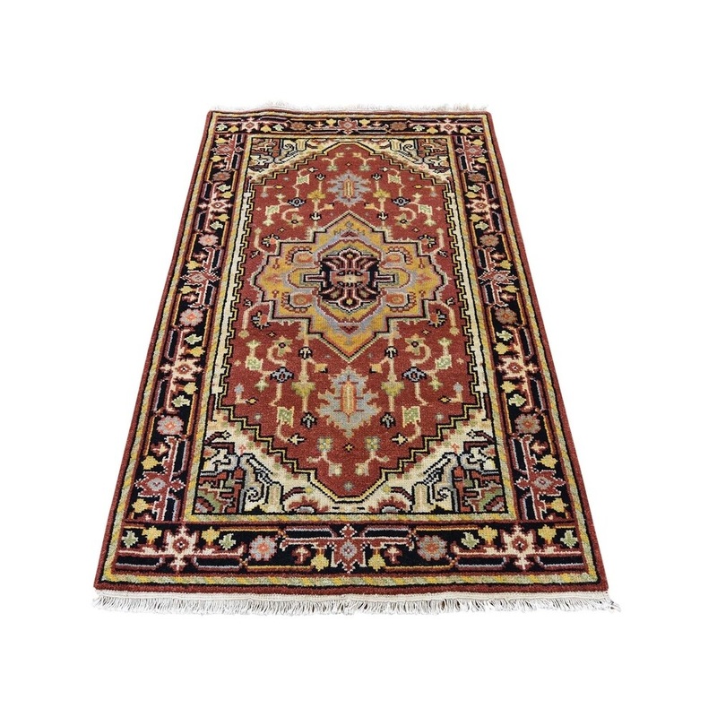 Shahbanu Rugs Indo Heriz Pure Wool Hand-Knotted Oriental Rug (3'0" x 5'1") - 3'0" x 5'1"