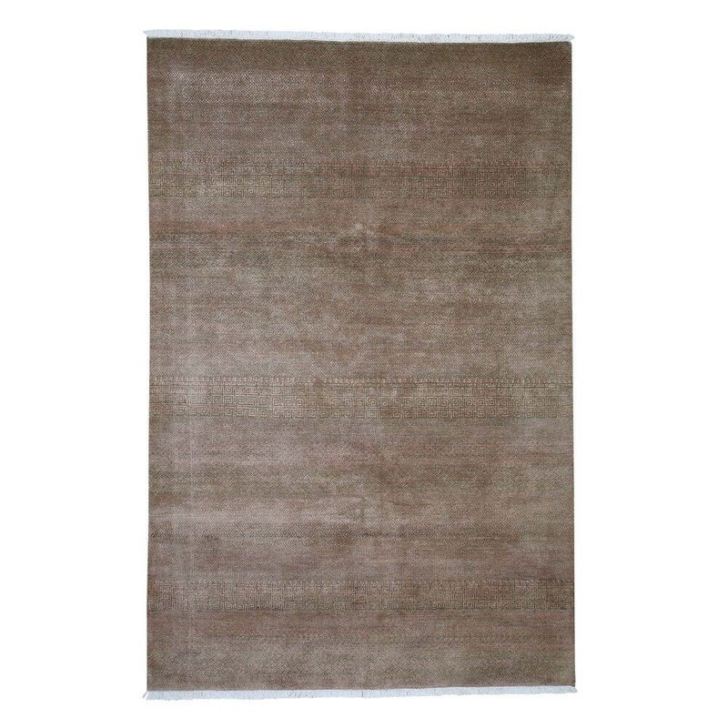 Shahbanu Rugs Modern Gabbeh Hand Knotted Grass Design Pure Wool Oriental Rug (6'0" x 9'0") - 6'0" x 9'0"