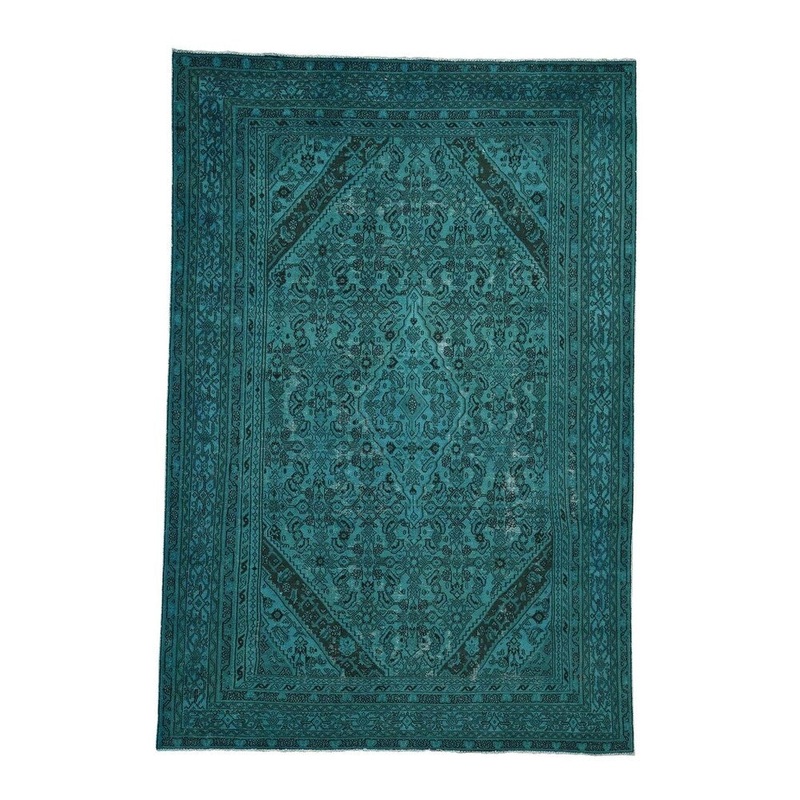 Shahbanu Rugs Overdyed Bibikabad Hand-Knotted Pure Wool Oriental Rug (7'9" x 11'5") - 7'9" x 11'5"