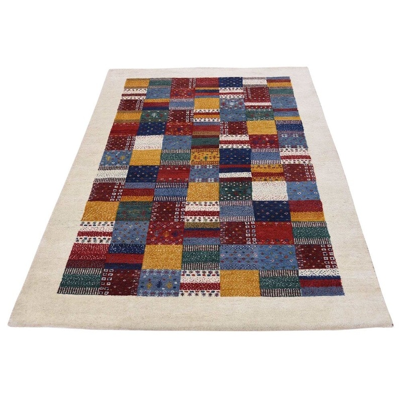 Shahbanu Rugs Persian Wool Hand Knotted Lori Buft Gabbeh Patchwork Design Rug (4'0" x 6'0") - 4'0" x 6'0"