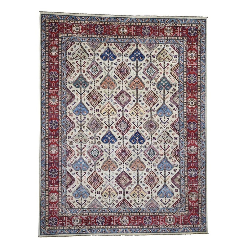 Shahbanu Rugs Pure Wool Hand-Knotted Special Kazak Oriental Rug (9'3" x 12'0") - 9'3" x 12'0"