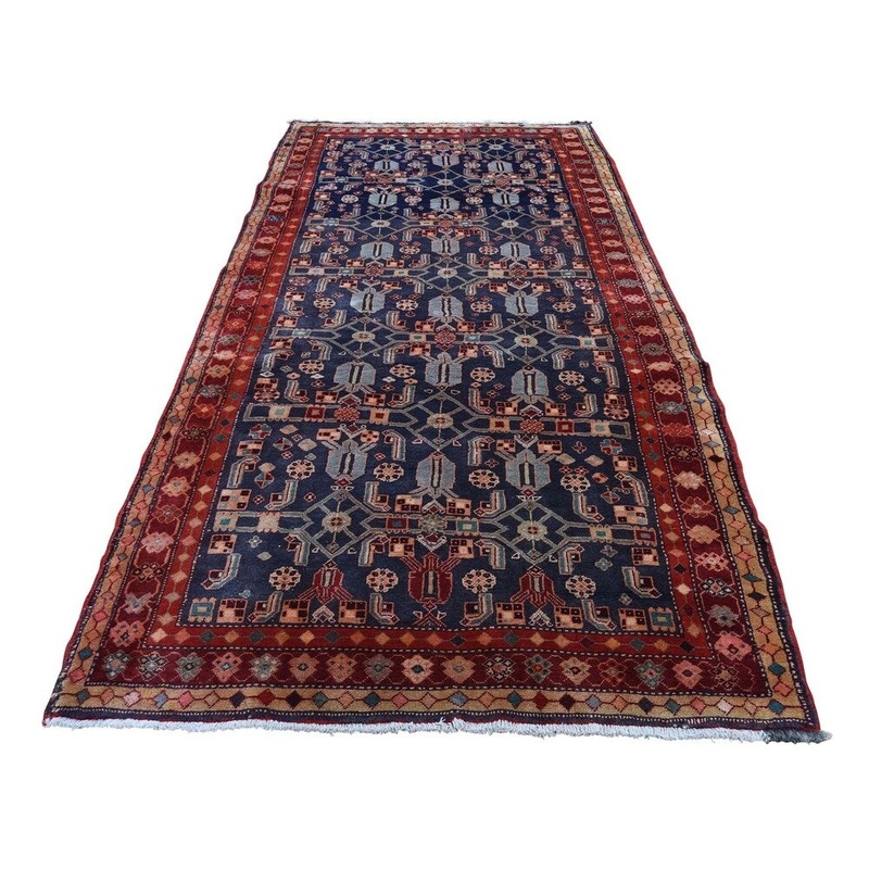 Shahbanu Rugs Semi Antique NorthEast Persian Exc Condition Pure Wool Wide Runner Rug (4'3" x 10'3") - 4'3" x 10'3"