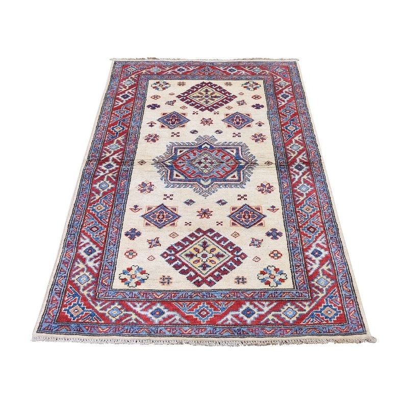Shahbanu Rugs Special Kazak Pure Wool Hand-Knotted Geometric Design Oriental Rug (2'10" x 4'10") - 2'10" x 4'10"