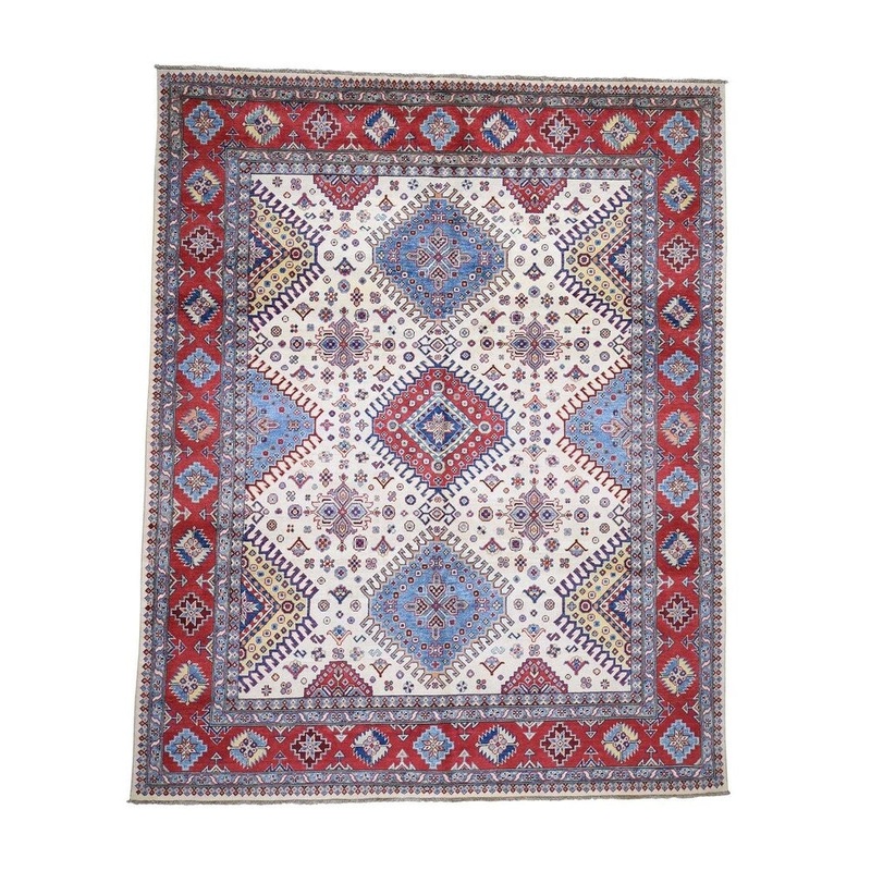 Shahbanu Rugs Special Kazak Pure Wool Hand-Knotted Geometric Design Oriental Rug (8'0" x 9'7") - 8'0" x 9'7"