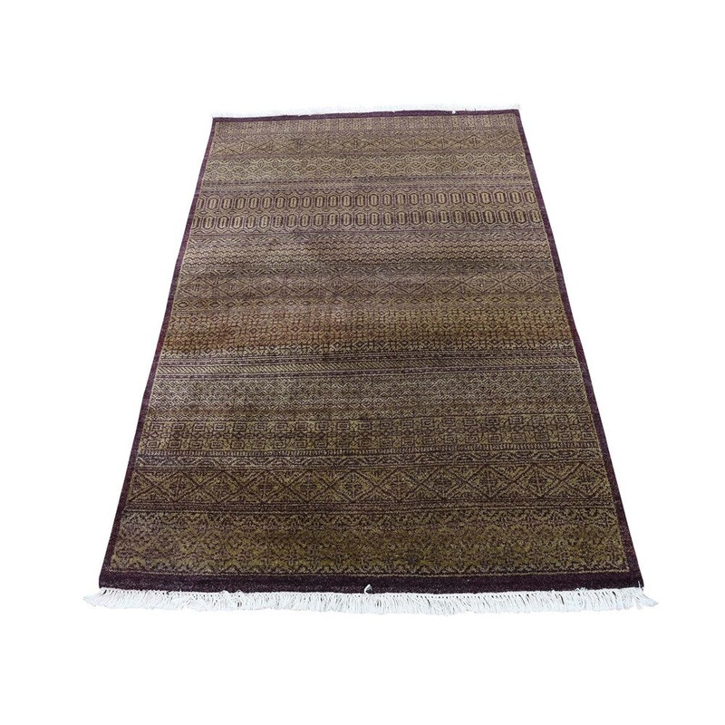 Shahbanu Rugs Tone on Tone Grass Design Pure Wool Gabbeh Hand Knotted Oriental Rug (3'0" x 4'9") - 3'0" x 4'9"