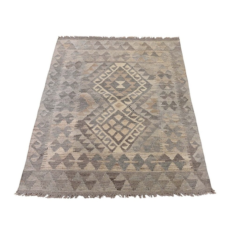 Shahbanu Rugs Undyed Natural Wool Afghan Kilim Reversible Hand Woven Oriental Rug (2'10" x 3'10") - 2'10" x 3'10"