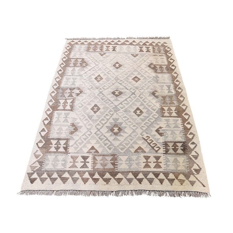 Shahbanu Rugs Undyed Natural Wool Afghan Kilim Reversible Hand Woven Oriental Rug (3'5" x 5'3") - 3'5" x 5'3"