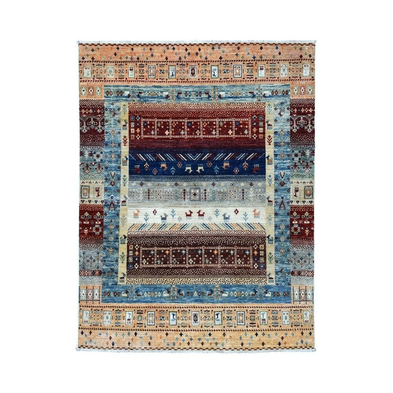 Shahbanu Rugs Coral Kashkuli Gabbeh Pictorial Pure Wool Hand-knotted Oriental Rug (5'0" x 6'7") - 5'0" x 6'7"