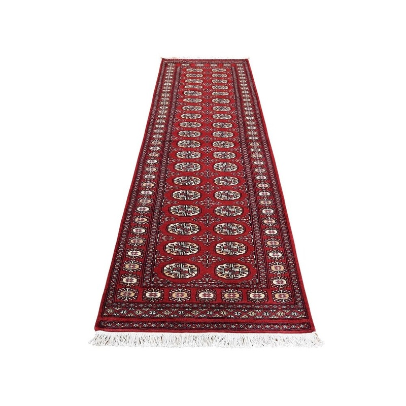 Shahbanu Rugs Elephant Feet Design Pure Wool Hand-Knotted Bokara Runner Rug (2'7" x 9'2") - 2'7" x 9'2"