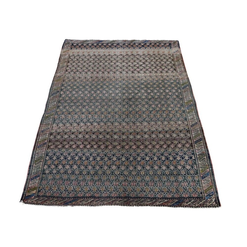 Shahbanu Rugs Green Antique Persian Fereghan Sarouk with Even Wear Oriental Rug (3'1" x 4'10") - 3'1" x 4'10"