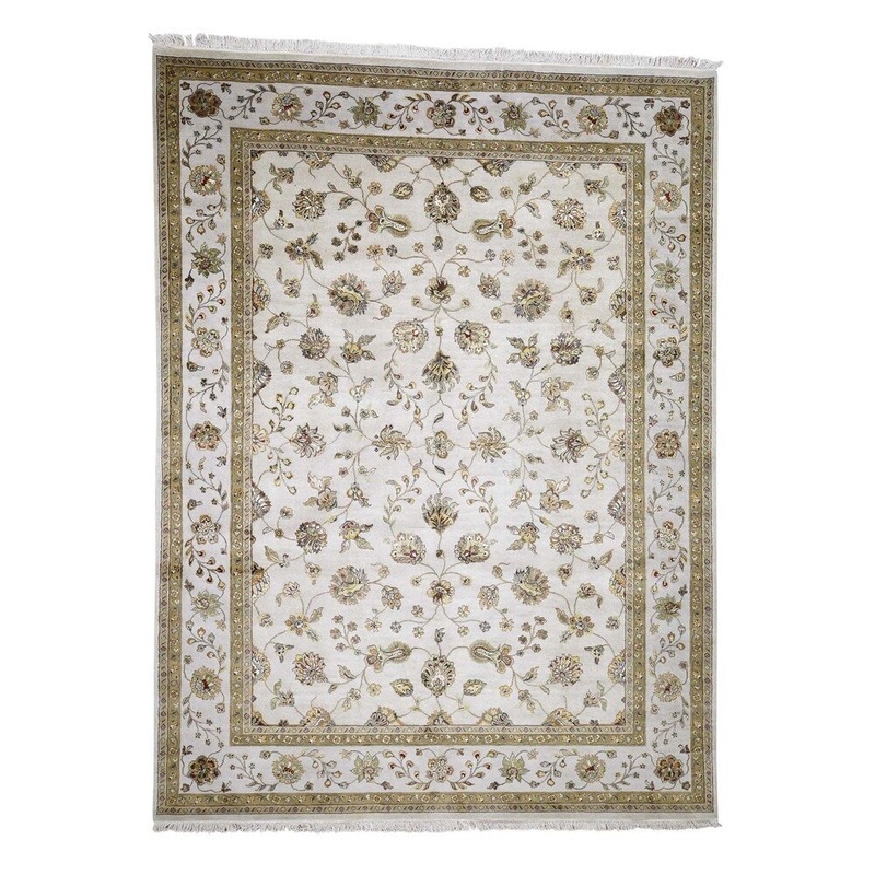 Shahbanu Rugs Half Wool and Half Silk Rajasthan Hand-Knotted Oriental Rug (9'0" x 12'2") - 9'0" x 12'2"