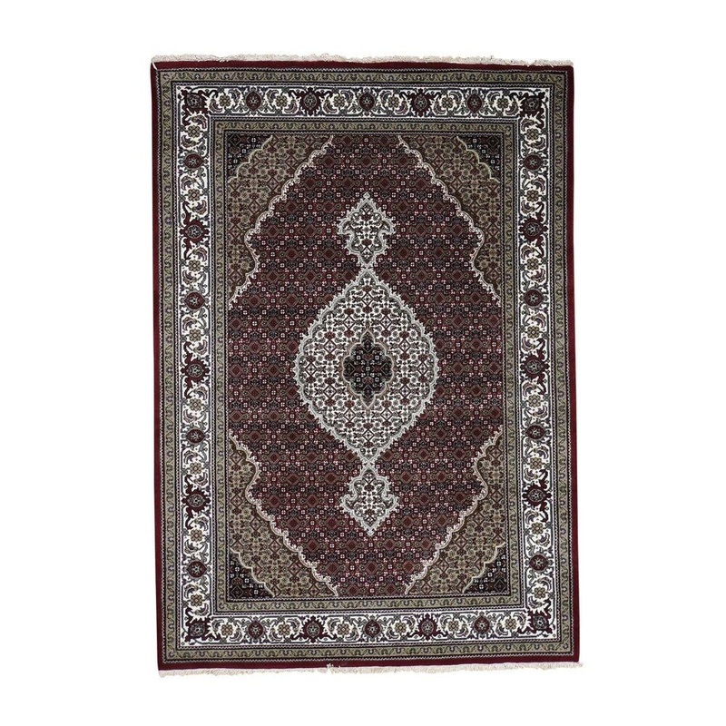 Shahbanu Rugs Hand-Knotted Tabriz Mahi Herati Design Pure Wool Oriental Rug (5'0" x 7'2") - 5'0" x 7'2"