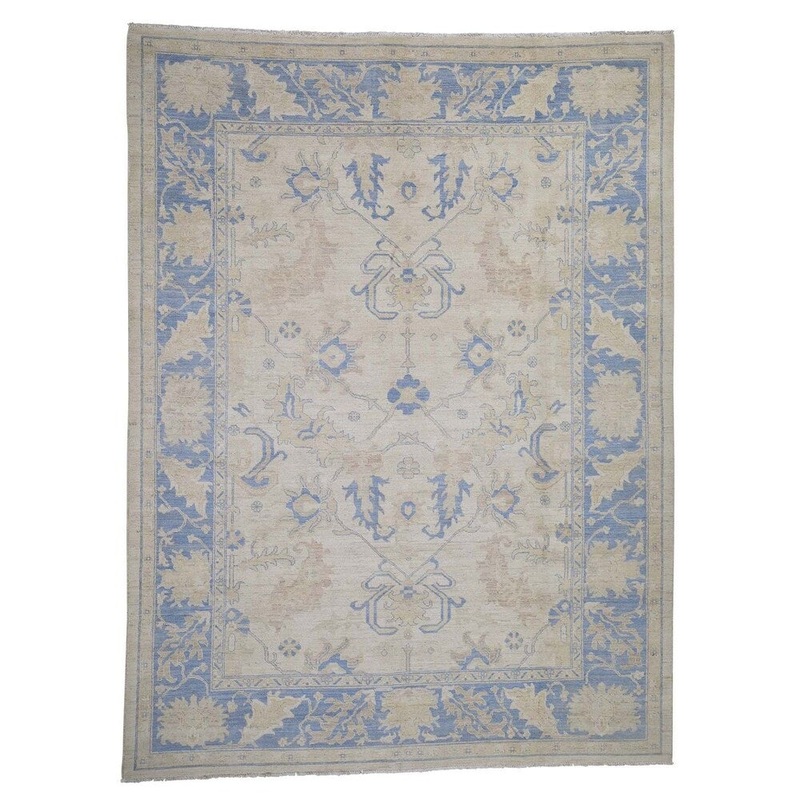 Shahbanu Rugs Hand Knotted Washed Out Oushak Oriental Rug Pure Wool Oriental Rug (9'0" x 12'0") - 9'0" x 12'0"