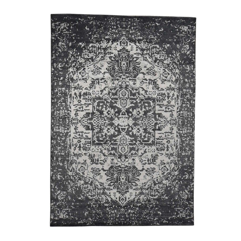 Shahbanu Rugs Hand Loomed with Heriz Design Wool and Silk Oriental Rug (6'2" x 8'10") - 6'2" x 8'10"
