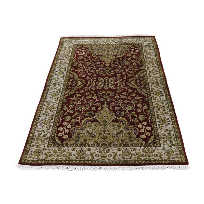 Shahbanu Rugs Kashan Revival New Zealand Wool Hand-Knotted 300 Kpsi Rug (4'2" x 6'1") - 4'2" x 6'1"