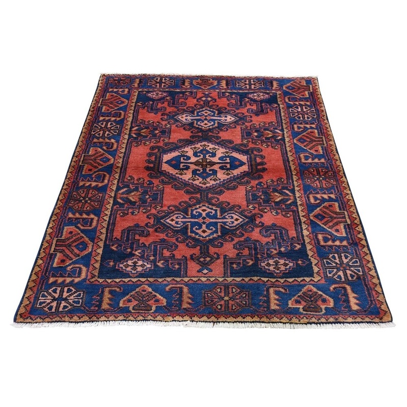 Shahbanu Rugs Orange New Persian Viss Pure Wool Hand-Knotted Oriental Rug (3'5" x 5'0") - 3'5" x 5'0"