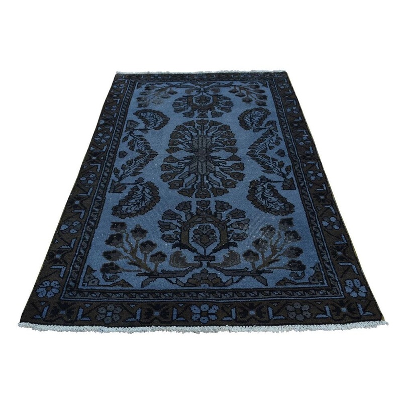 Shahbanu Rugs Overdyed Handmade Vintage Pure Wool Runner Rug (3'4" x 6'0") - 3'4" x 6'0"