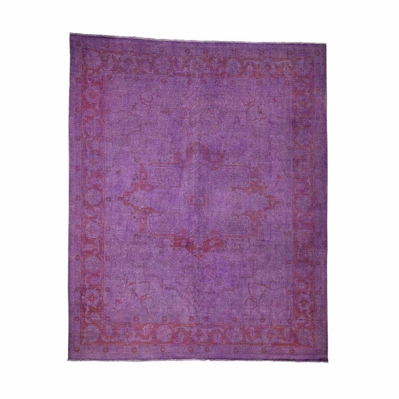 Shahbanu Rugs Overdyed Peshawar Pure Wool Hand Knotted Oriental Rug (8'0" x 9'8") - 8'0" x 9'8"
