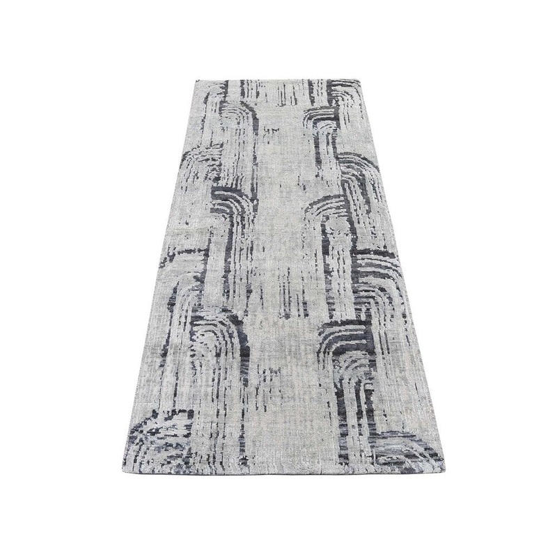 Shahbanu Rugs THE CANE Pure Silk with Oxidized Wool Hand-Knotted Runner Rug (2'6" x 5'10") - 2'6" x 5'10"