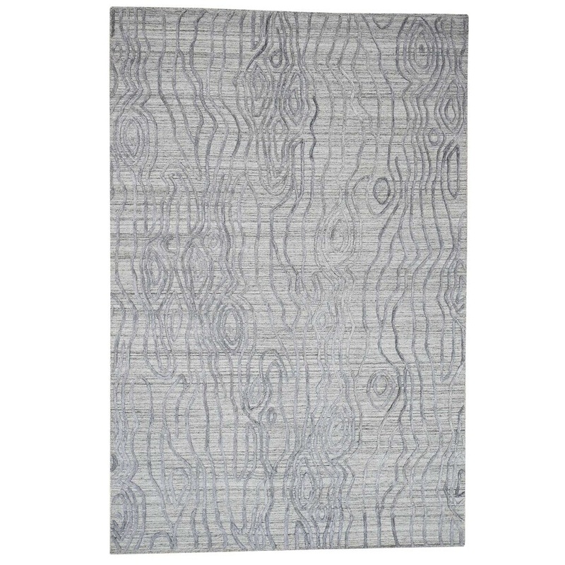 Shahbanu Rugs THE TREE BARK Hand-Loomed Hi-Lo Pile Pure Wool Oriental Rug (6'2" x 9'4") - 6'2" x 9'4"