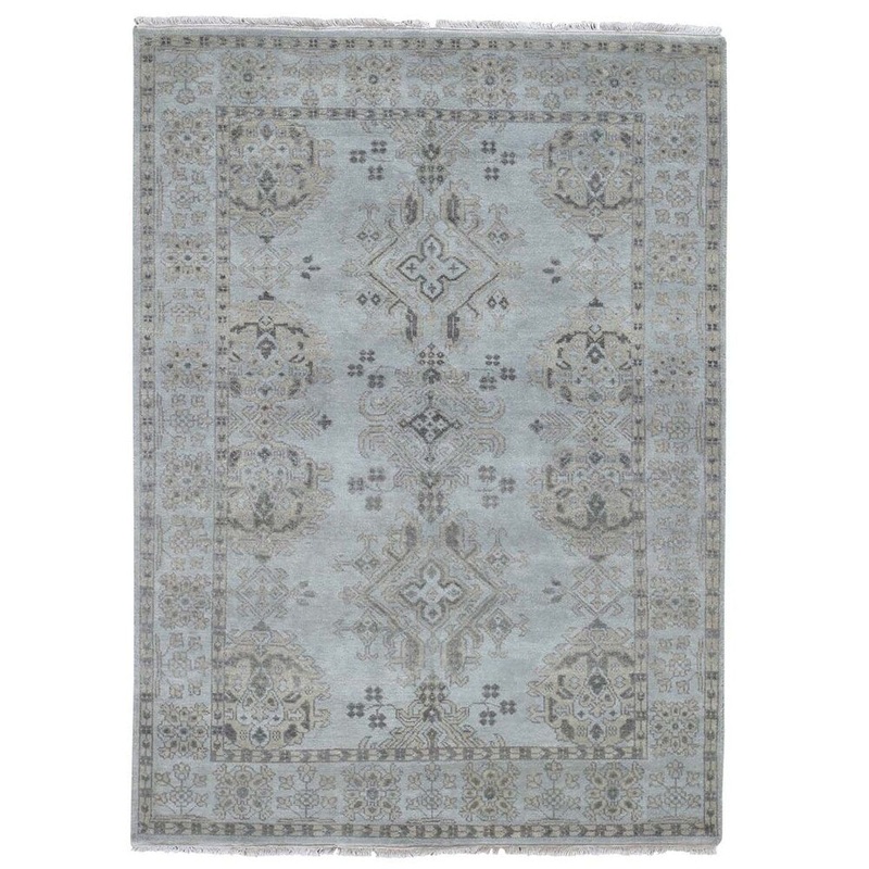 Shahbanu Rugs Turkish Knot Oushak Design Hand-Knotted Pure Wool Oriental Rug (5'1" x 7'0") - 5'1" x 7'0"