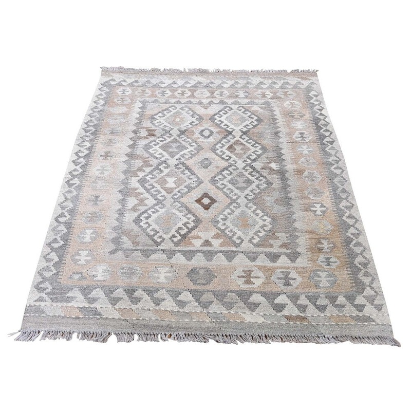 Shahbanu Rugs Undyed Natural Wool Afghan Kilim Hand-Woven Oriental Rug (3'6" x 5'0") - 3'6" x 5'0"