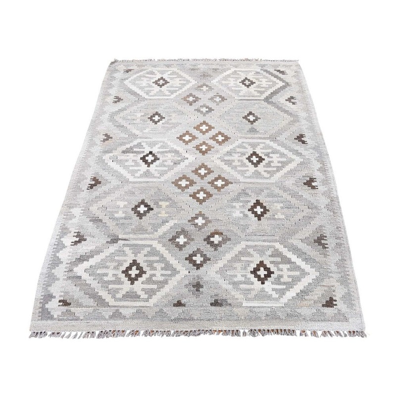 Shahbanu Rugs Undyed Natural Wool Afghan Kilim Reversible Hand Woven Oriental Rug (3'3" x 5'1") - 3'3" x 5'1"