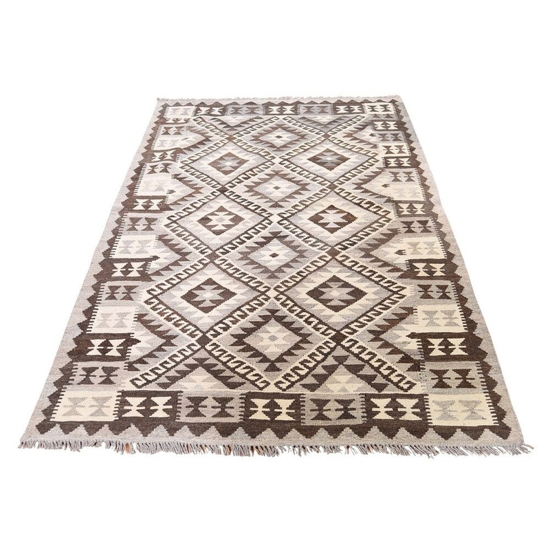 Shahbanu Rugs Undyed Natural Wool Afghan Kilim Reversible Hand Woven Oriental Rug (4'0" x 6'3") - 4'0" x 6'3"