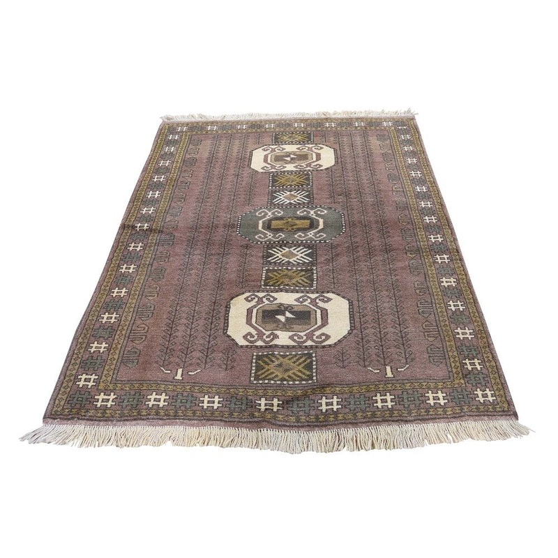Shahbanu Rugs Vintage Bohemian Azzari Pure Wool Brown Hand-knotted Rug (4'1" x 5'4") - 4'1" x 5'4"