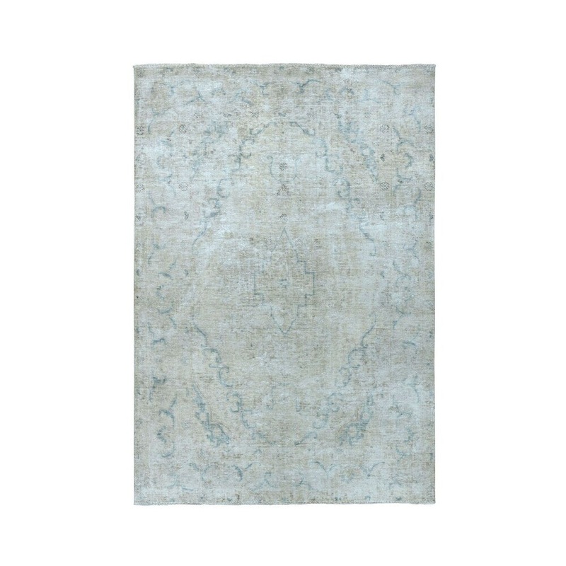Shahbanu Rugs Vintage White Wash Tabriz Worn Wool Hand-Knotted Oriental Rug (4'5" x 6'0") - 4'5" x 6'0"