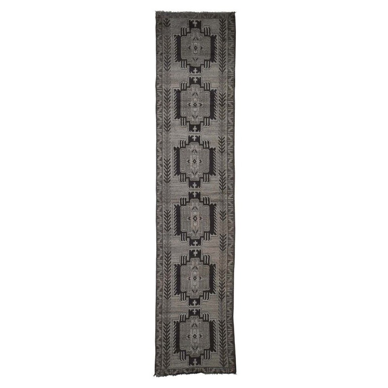 Shahbanu Rugs Washed Out Pure Wool Afghan Baluch Runner Hand-Knotted Oriental Rug (2'9" x 12'6") - 2'9" x 12'6"
