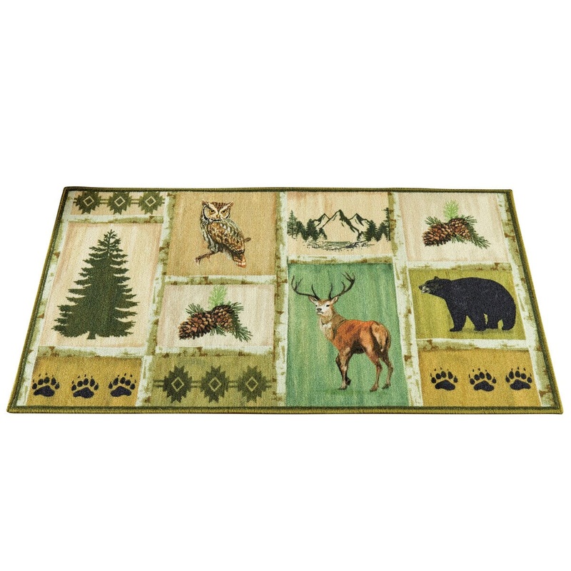 Patchwork Woodland Printed Skid-Resistant Accent Rug - 12.750 x 6.000 x 4.750