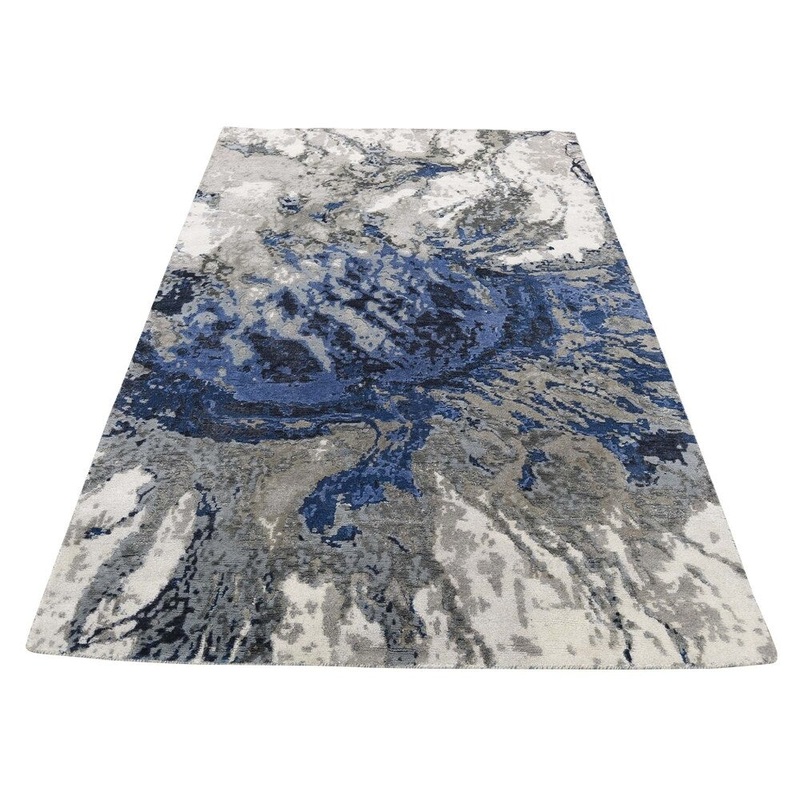 Shahbanu Rugs Abstract Design Wool and Silk Hand Knotted Oriental Rug (4'1" x 6'2") - 4'1" x 6'2"