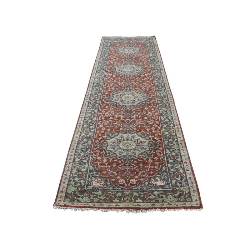 Shahbanu Rugs Hand-Knotted Antiqued Haji Jalili Re-Creation Runner Oriental Rug (2'6" x 8'1") - 2'6" x 8'1"