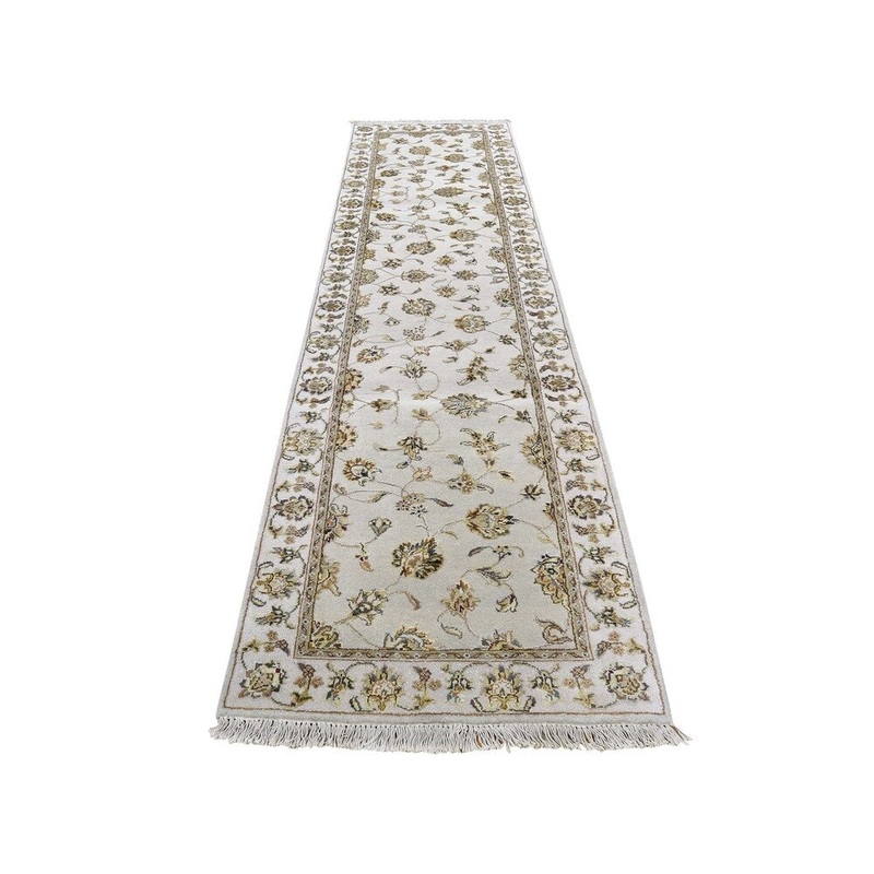 Shahbanu Rugs Hand-Knotted Half Wool and Half Silk Rajasthan Runner Oriental Rug (2'5" x 10'0") - 2'5" x 10'0"