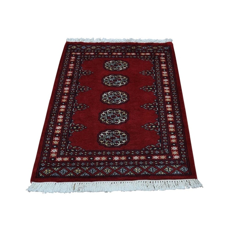 Shahbanu Rugs Hand-Knotted Mori Bokara Elephant Feet Design Oriental Rug (2'1" x 3'0") - 2'1" x 3'0"