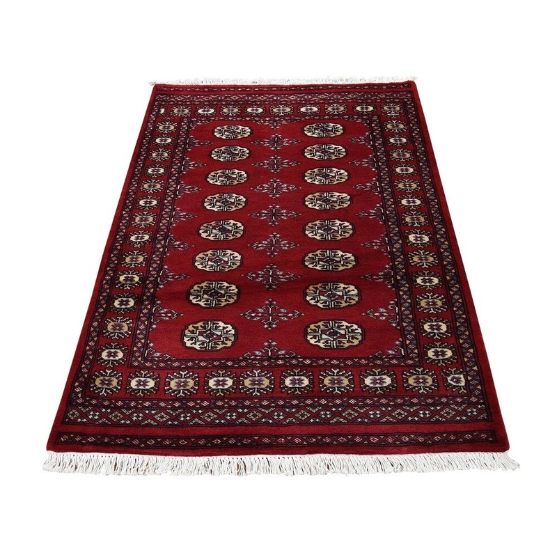Shahbanu Rugs Hand-Knotted Mori Bokara Elephant Feet Design Pure Wool Oriental Rug (3'2" x 4'9") - 3'2" x 4'9"