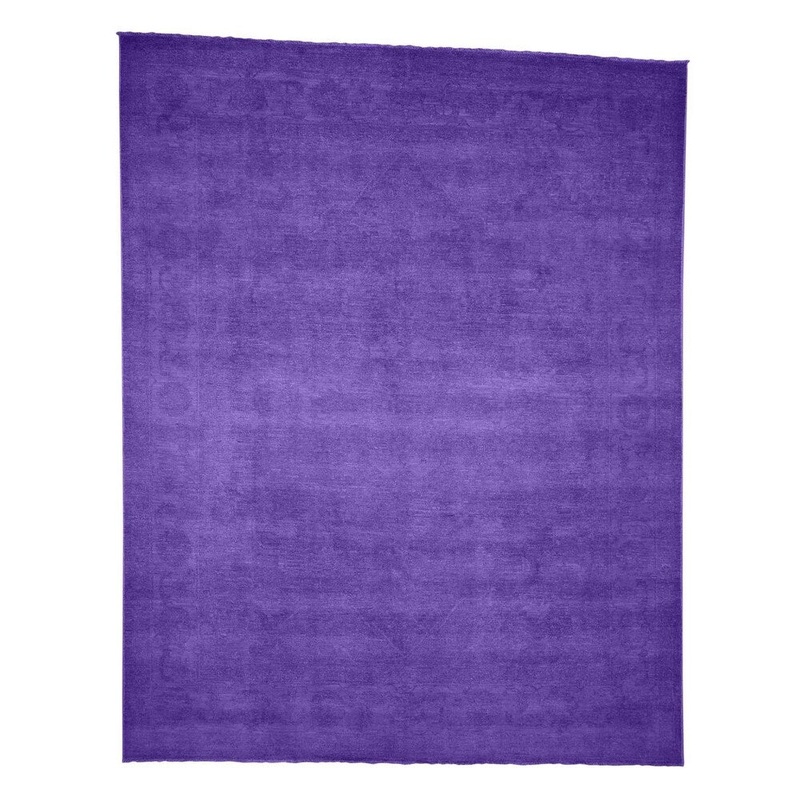 Shahbanu Rugs Hand Knotted Overdyed Peshawar With Mahal Design Purple Oriental Rug (8'1" x 10'2") - 8'1" x 10'2"