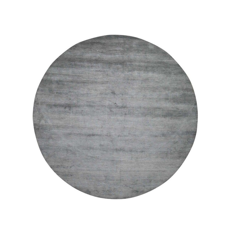 Shahbanu Rugs Hand-Knotted Round Wool and Silk Grass Design Oriental Rug (9'6" x 9'6") - 9'6" x 9'6"