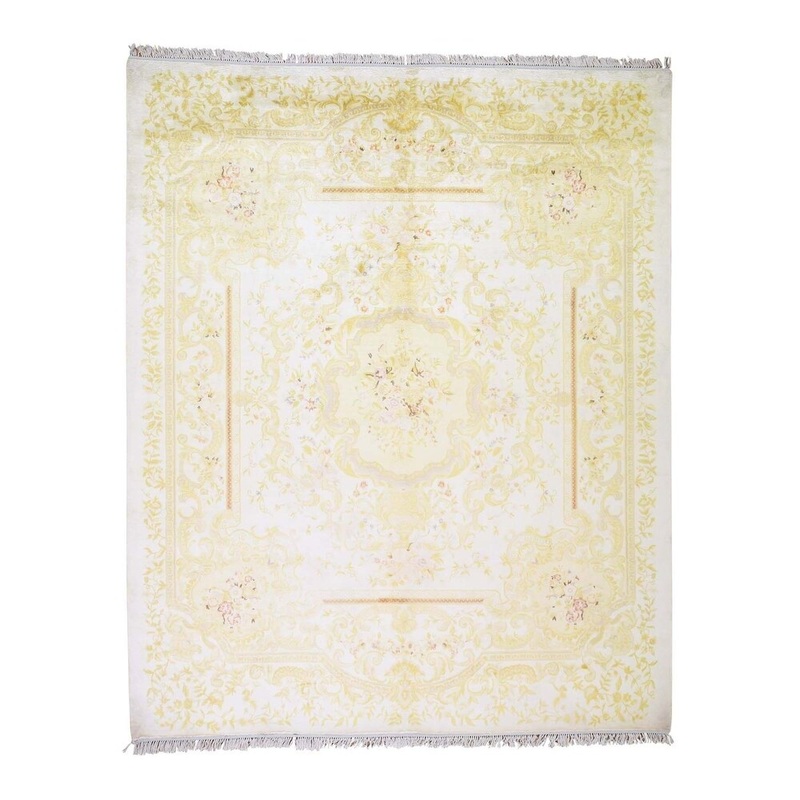 Shahbanu Rugs Hand Knotted Silken Aubusson Design 250 Kpsi Oriental Rug (7'10" x 9'7") - 7'10" x 9'7"