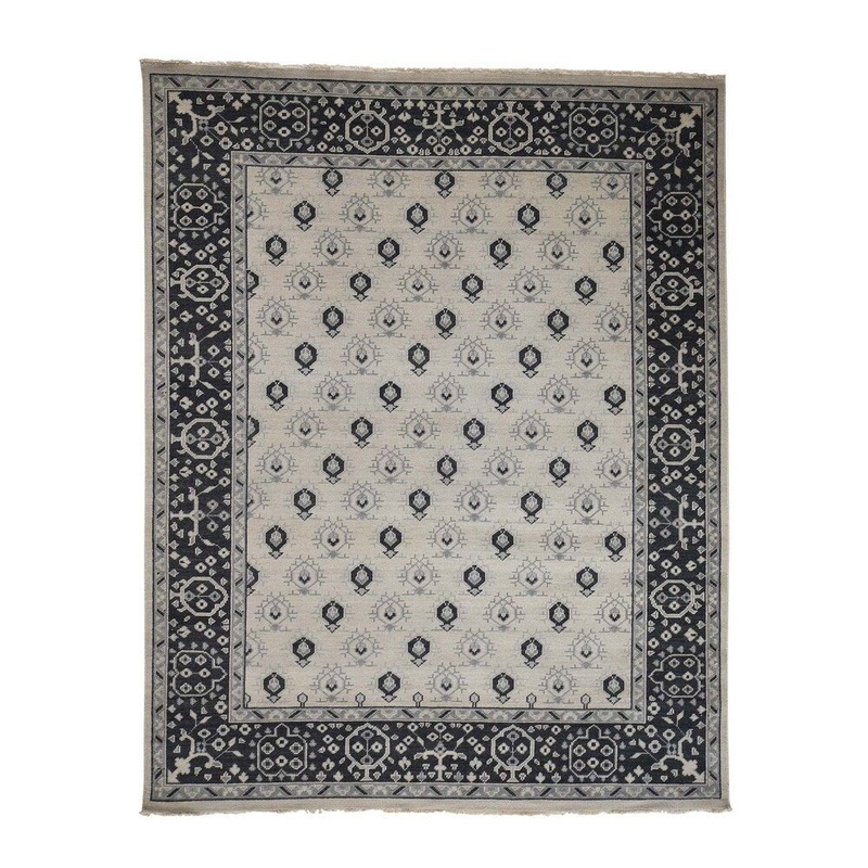 Shahbanu Rugs Hand-Knotted Turkish Knot Boteh Design Cropped Thin Oriental Rug (8'0" x 10'0") - 8'0" x 10'0"