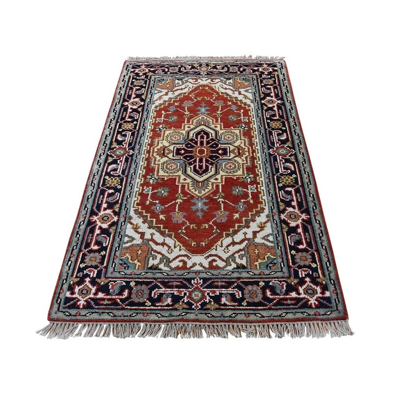 Shahbanu Rugs Indo Heriz Pure Wool Hand-Knotted Oriental Rug (3'1" x 5'2") - 3'1" x 5'2"