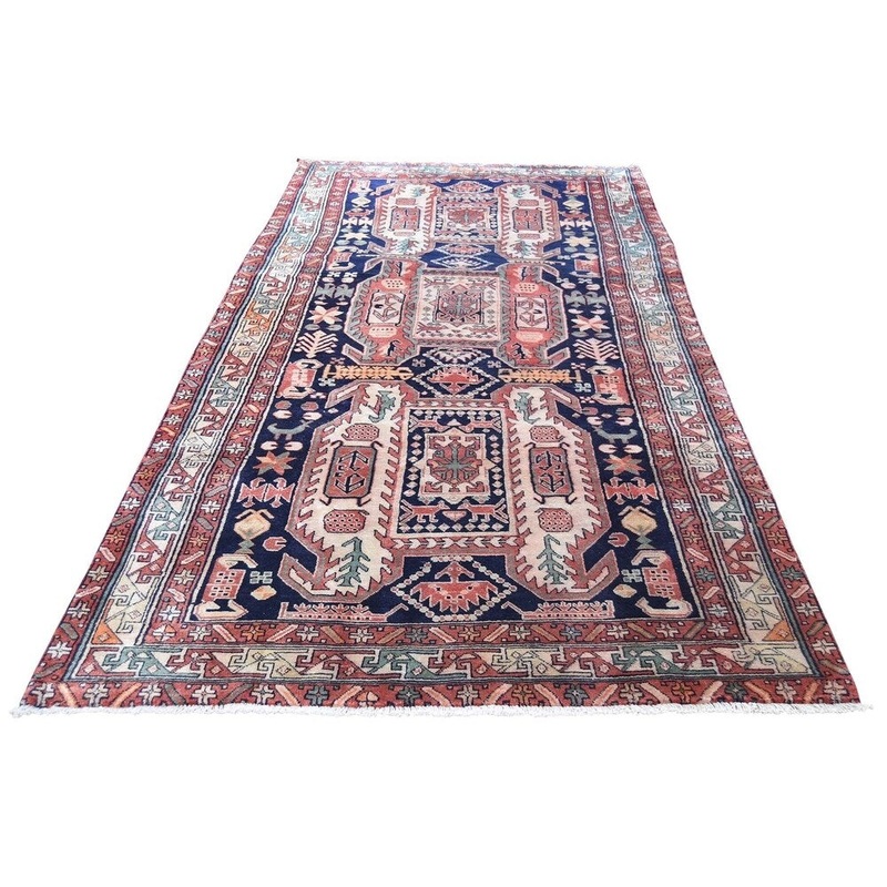 Shahbanu Rugs North West Persian With Large Elements Wide Runner Hand-Knotted Rug (4'3" x 9'9") - 4'3" x 9'9"